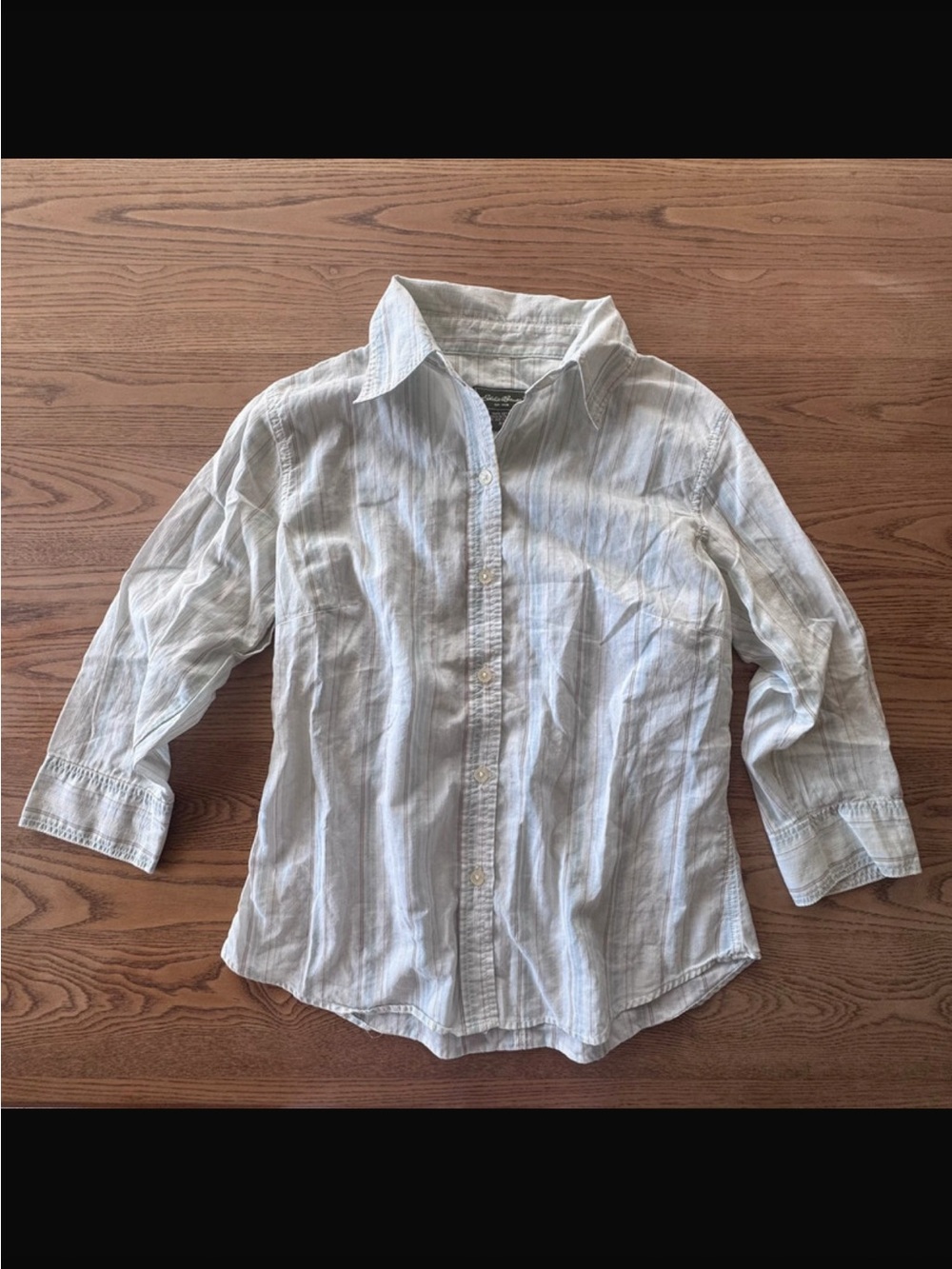 Eddie Bauer lightweight 3/4 sleeve button down tapered top XS